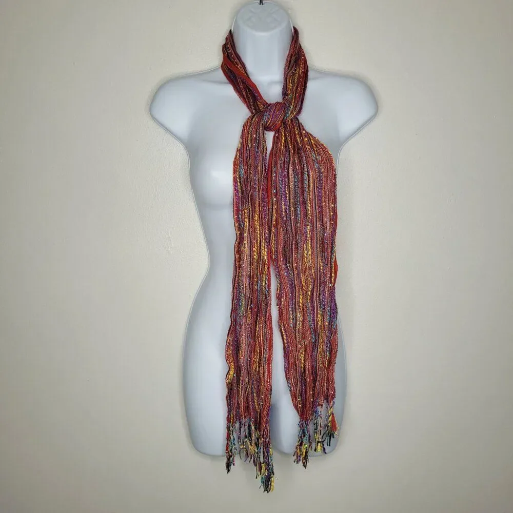 Vintage y2k green blue red knit quirky thin tie scarf lot